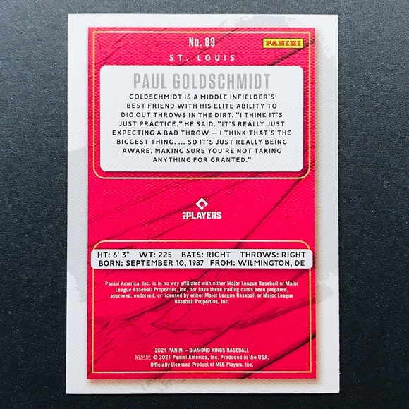 Paul Goldschmidt - 2021 Diamond Kings #89 - Picture 2 of 2